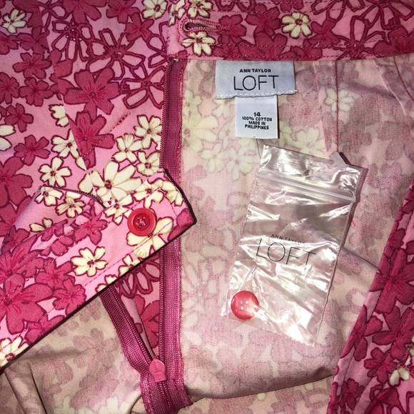 LOFT NWOT Pencil Skirt Floral Pockets Pink White (14) - Picture 12 of 16